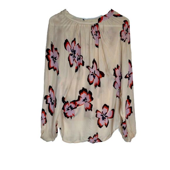 A.L.C Jules Floral Long Sleeve V-neck Silk Blouse Size 4 - Picture 5 of 10